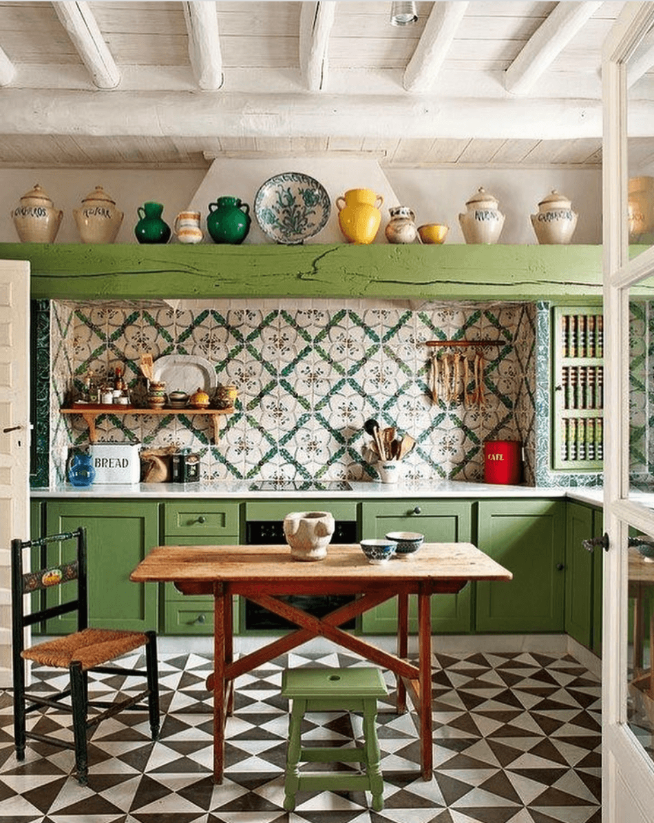 Cocinas Rústicas decoradas con encanto - Ideas y tendencias 2023 Azulejos y verde